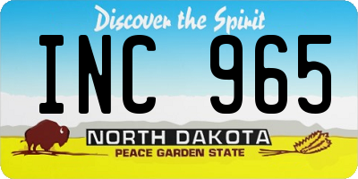 ND license plate INC965