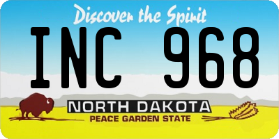 ND license plate INC968