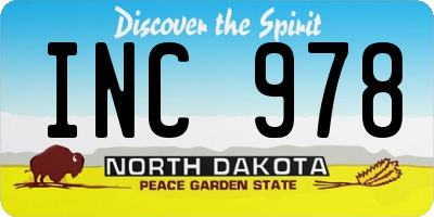 ND license plate INC978