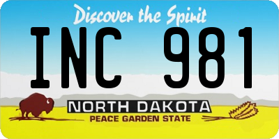 ND license plate INC981