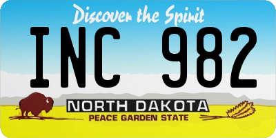 ND license plate INC982