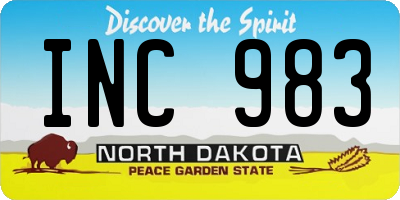 ND license plate INC983