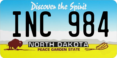 ND license plate INC984
