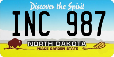 ND license plate INC987