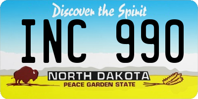 ND license plate INC990