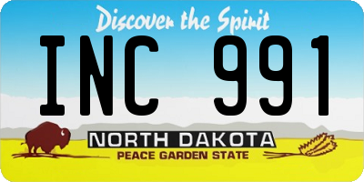 ND license plate INC991