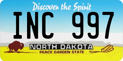 ND license plate INC997