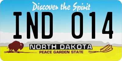 ND license plate IND014