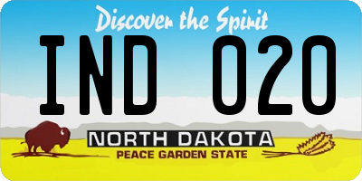 ND license plate IND020