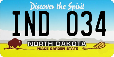 ND license plate IND034