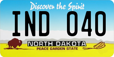 ND license plate IND040