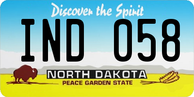 ND license plate IND058