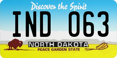 ND license plate IND063