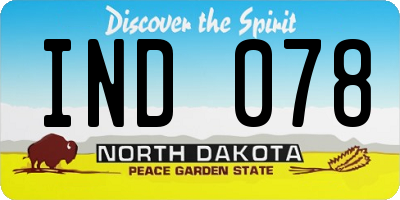 ND license plate IND078