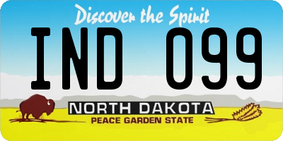 ND license plate IND099