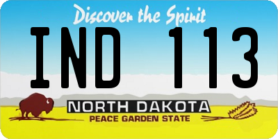 ND license plate IND113
