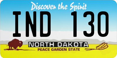 ND license plate IND130