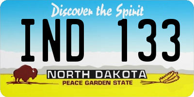 ND license plate IND133