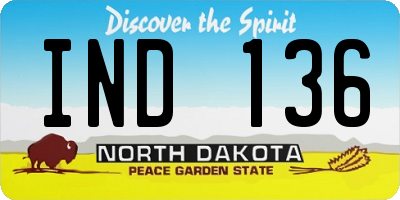 ND license plate IND136