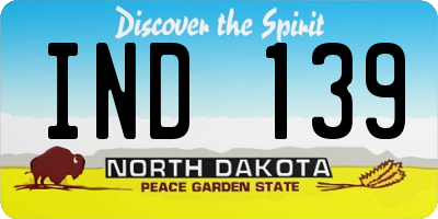 ND license plate IND139