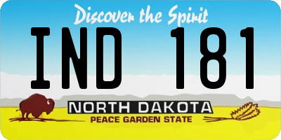 ND license plate IND181