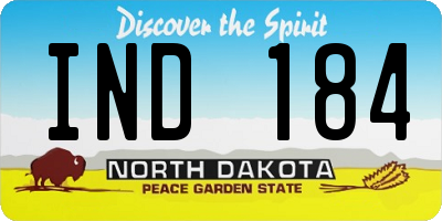 ND license plate IND184