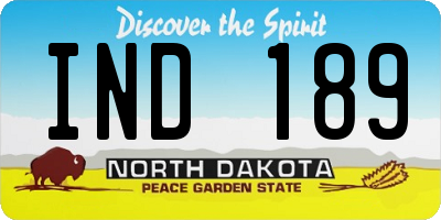 ND license plate IND189