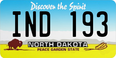 ND license plate IND193