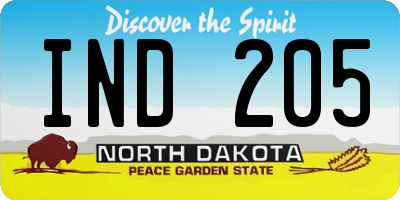 ND license plate IND205