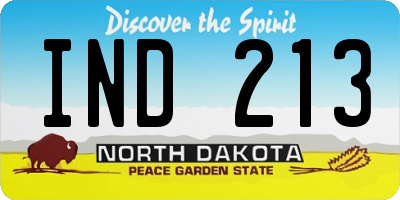 ND license plate IND213