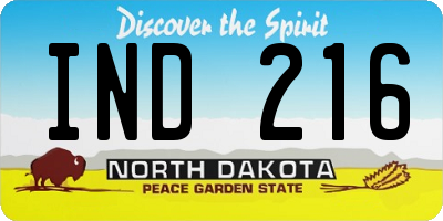 ND license plate IND216