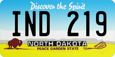ND license plate IND219