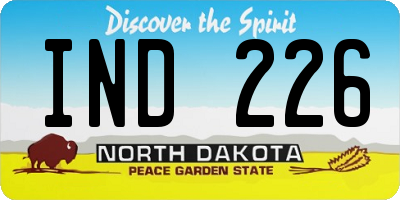 ND license plate IND226