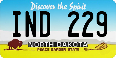 ND license plate IND229