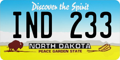 ND license plate IND233