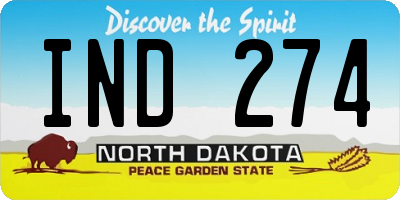 ND license plate IND274