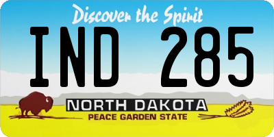 ND license plate IND285