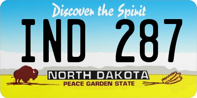ND license plate IND287