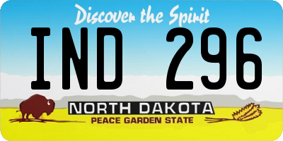 ND license plate IND296
