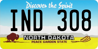 ND license plate IND308