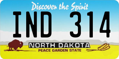ND license plate IND314