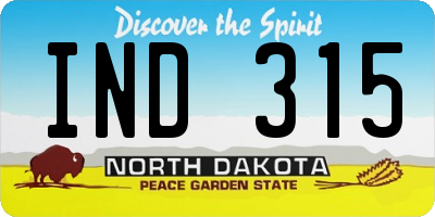 ND license plate IND315