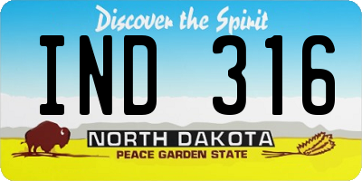 ND license plate IND316