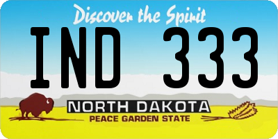 ND license plate IND333