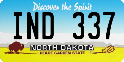 ND license plate IND337