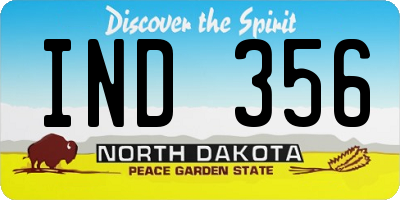 ND license plate IND356