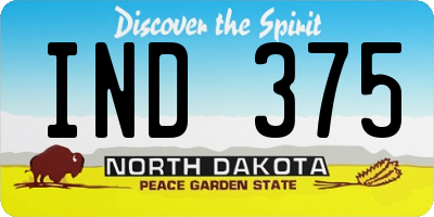 ND license plate IND375