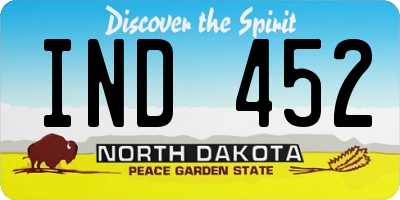 ND license plate IND452