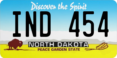 ND license plate IND454