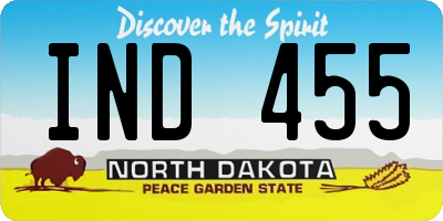 ND license plate IND455